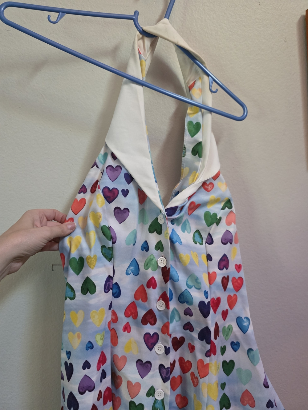 Unique Vintage Backless Dress with Multicolor Hearts - Picture 4 of 6